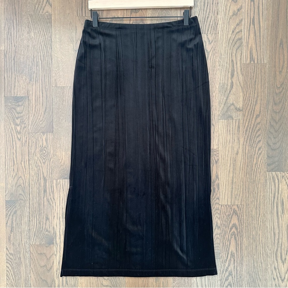 Vintage Textured Velvet Midi Pencil Skirt in Black Size Small